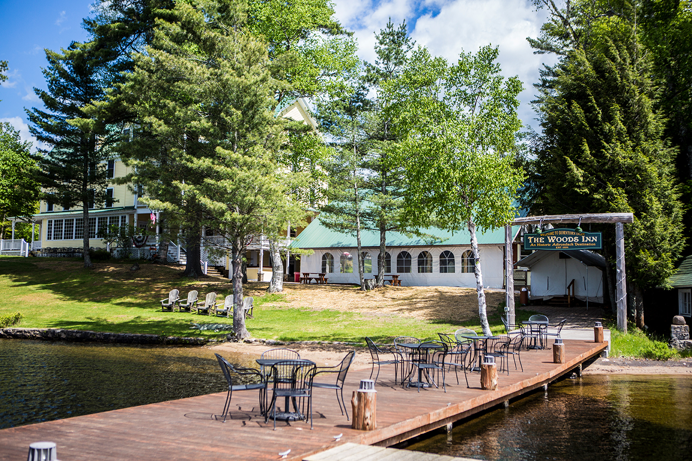 the woods inn in inlet on a sunny day